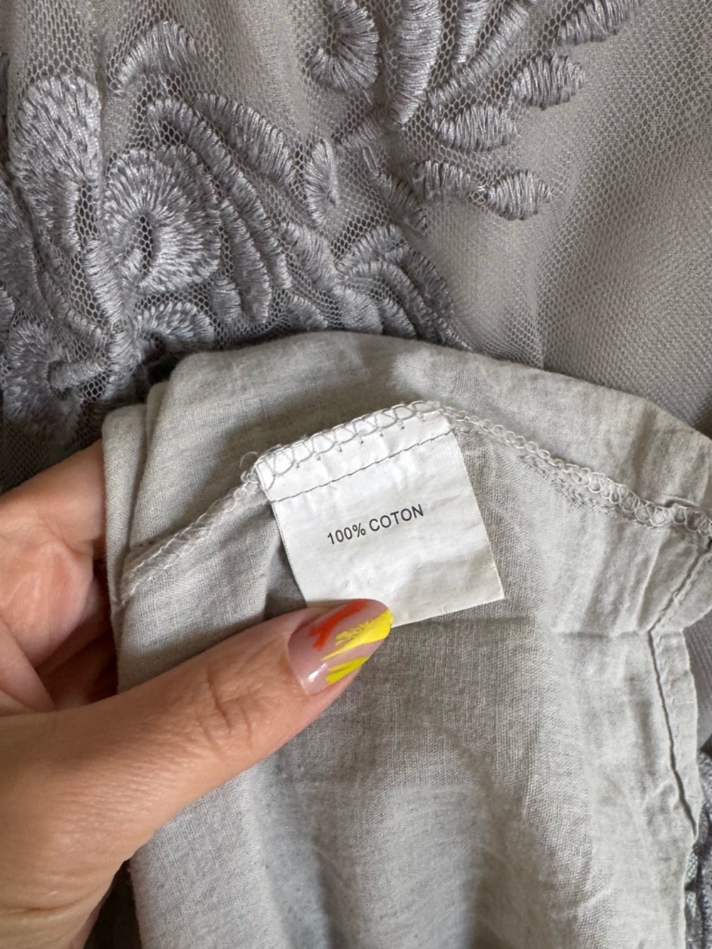 Embroidered Taupe Midi Skirt — Delicate Sheer Design - Picture 4 of 9